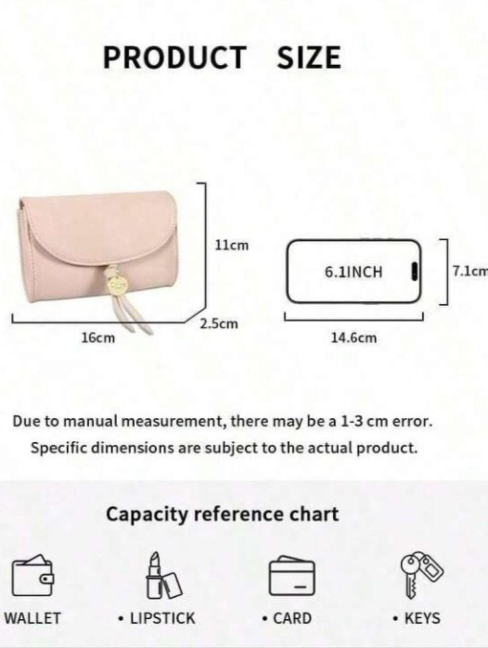 CHLOE' Light Pink Faux Leather Wallet with Gold Charm - Picture 4 of 12